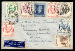 Netherlands - 1946 Child Welfare Set On Airmail Cover To South Africa