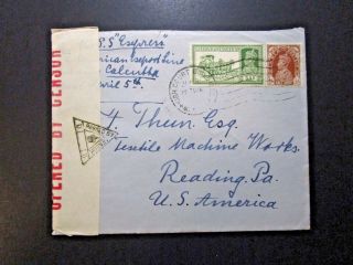 India Wwii Censor Cover To Usa - Z3863