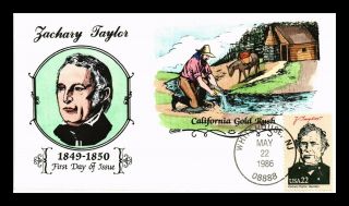 Dr Jim Stamps Us Zachary Taylor Collins Hand Colored Presidents Fdc Cover