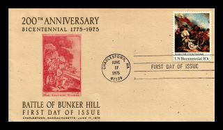 Dr Jim Stamps Us Battle Of Bunker Hill Bicentennial Fdc Cover Charlestown