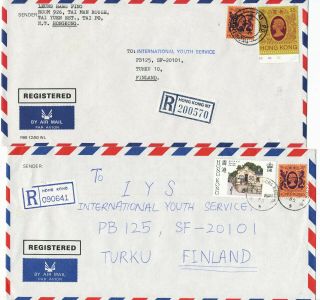 Hong Kong 1982 - 5 Tai Po Postmark On 2 Registered Cover To Finland