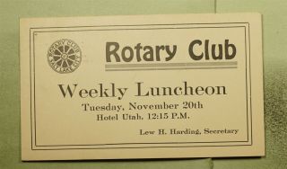 Dr Who 1917 Salt Lake City Ut Uprated Postal Card Rotary Club Luncheon E42833