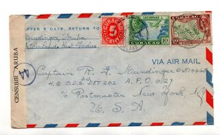 Aruba Nwi To Us York Censor Examined Stamp Cover Curacao Luchtpost Id 701