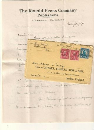 1924 Cover & Letter Reg Briggs Ny Ship Rms Majestic To Thomas Cook & Sons London