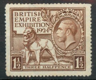 Great Britain Gb 1924 British Empire Exhibition 1½d Brown Mnh Unmounted