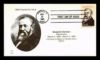 Dr Jim Stamps Us President Benjamin Harrison First Day Cover Chicago