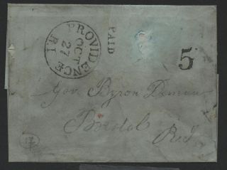 Providence Ri Oct 27,  1846 Cds,  Paid & 5 H/s Stampless Cover
