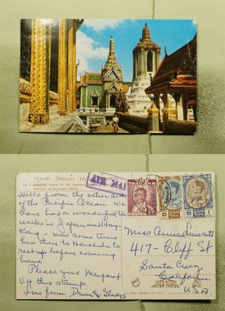 Dr Who Thailand Bangkok Emerald Buddha Temple Postcard Airmail To Usa E53029
