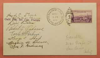 1935 Multi - Signed Ca Pacific Intl Exposition San Diego Expo Station Cancel