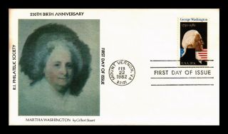 Dr Jim Stamps Us Martha Washington George Washington 250 Years Fdc Cover