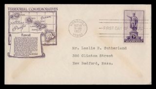 Dr Who 1937 Fdc Territorial Series Hawaii Anderson Cachet E11762