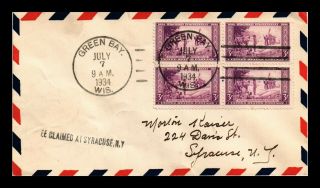 Dr Jim Stamps Us Nicolets Landing Fdc Air Mail Cover Scott 739 Block Green Bay