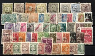 Portugal Azores Lot 55 Old Different Stamps - Vf