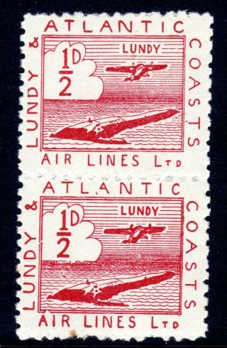 Gb Local Issues: Lundy 1939 ½d Trial Perf 11 Mnh Pair
