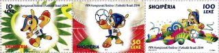 Albania Stamps 2014.  Fifa World Cup Football Brazil 2014.  Set Mnh