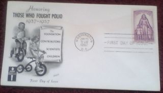 First Day Of Issue,  1957 Honoring Those Who Fought Polio,  Scott 1087