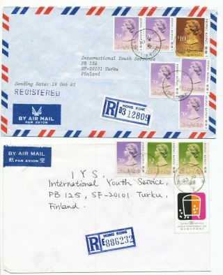 Hong Kong 1991 - 2 Tsuen Wan Postmark On Registered 2 Cover To Finland