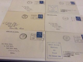 Gb Fdc Regional 4d Stamp 07.  02.  1966 Set Of 6 Plain Envelope Covers