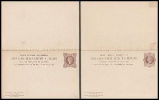 Gb Qv 1d.  & 2d.  Brown Reply Cards Postal Stationery (id:281/d37219)