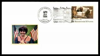 Mayfairstamps 1984 Us Girl With American Flags Michigan Cover Wwb_54629
