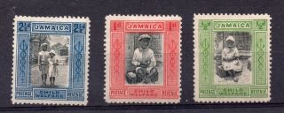 Jamaica (4368) 1923 Child Welfare Set Mounted Sg107,  B,  C.