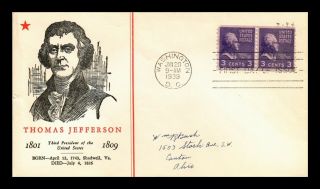 Dr Jim Stamps Us Thomas Jefferson Coil Fdc Cachet Cover Presidential Series