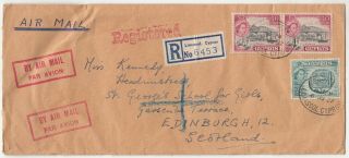 Cyprus: Qe2 Long Registered Airmail Cover; Limassol To Edinburgh,  6 June 1957
