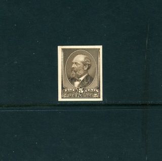 Scott 205p4,  5c Yellow Brown,  Plate Proof On Card.  Vf.