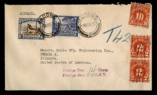 Dr Who 1950 South Africa Jacobs Airmail To Usa Postage Due E46746