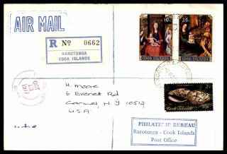 Rarotonga Cook Islands October 5 1977 Registered Air Mail Cover To Carmel Ny Usa