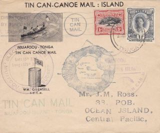 Tin Can Mail,  Tonga To Ocean (banaba) Island,  Quensell Cover,  1938