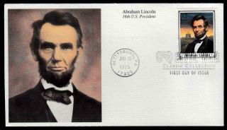 Us Civil War President Abraham Lincoln Stamp Mystic Fdc (1303)