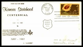 Mayfairstamps Us Fdc 1961 Council Grove Statehood Centennial Kansas First Day Co