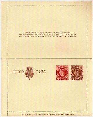 1941 Kgvi 1½d,  1d Postal Stationery Letter Card Lcp13 Vgc