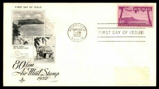Mayfairstamps Us Fdc 1952 80 Cents Air Mail Waikiki Beach First Day Cover Wwb_79