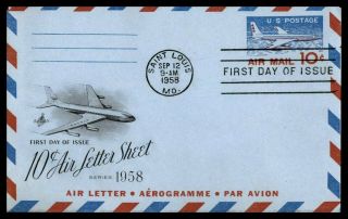 Mayfairstamps Us Fdc 1958 10 Cents Air Letter Sheet First Day Cover Wwb_78965