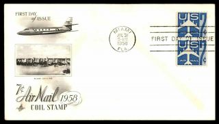 Mayfairstamps Us Fdc 1958 7 Cents Air Mail Miami Skyline First Day Cover Wwb_793