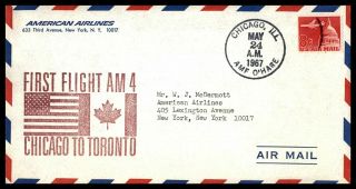 Mayfairstamps Us Flight 1967 Chicago To Toronto Am 4 American Airlines Illinois