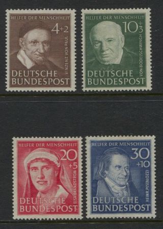 Germany 1951 Portraits Semi Postals Sc B320 - B323 Mnh $120 (b323 Spot On Gum)