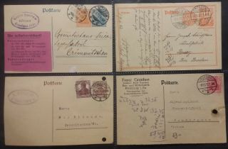 Germany 1921 1922 Postal History 4 Postcards Preprinted Stamps Hamburg Butzow