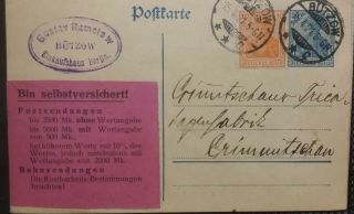 Germany 1921 1922 Postal History 4 Postcards preprinted stamps Hamburg Butzow 2