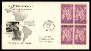 Mayfairstamps Us Fdc 1940 Art Craft Pan American Union Block First Day Cover Wwb