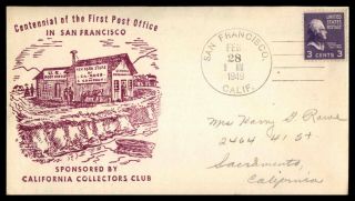 Mayfairstamps Us 1949 California First Post Office In San Francisco Prexie Cover