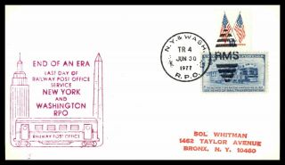 Mayfairstamps Us 1977 York Last Day Service Ny And Washington Rpo Cover Wwb_