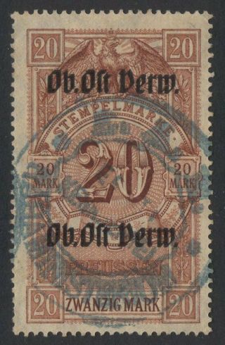 J Latvia K84 Revenue Stamp 1916 German Occupation Ovpt Oberost /20m/
