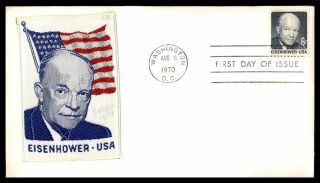 Mayfairstamps Us Fdc 1970 Eisenhower With Flag Embroider First Day Cover Wwb_786