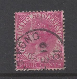 Straits Settlements 4c Victoria With 1901 Hong Kong Cancel
