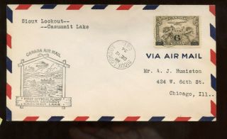 Canada Ffc First Flight Cover 1934 Sioux Lookout,  Ontario To Casummit Lake,