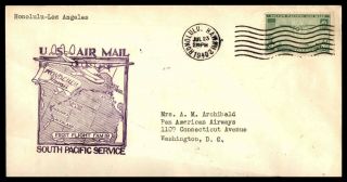 Mayfairstamps Us Flight 1940 Hawaii Honolulu To Los Angeles South Pacific Servic