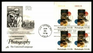 Mayfairstamps Us Fdc 1978 Photography Art Craft Plate Block First Day Cover Wwb9